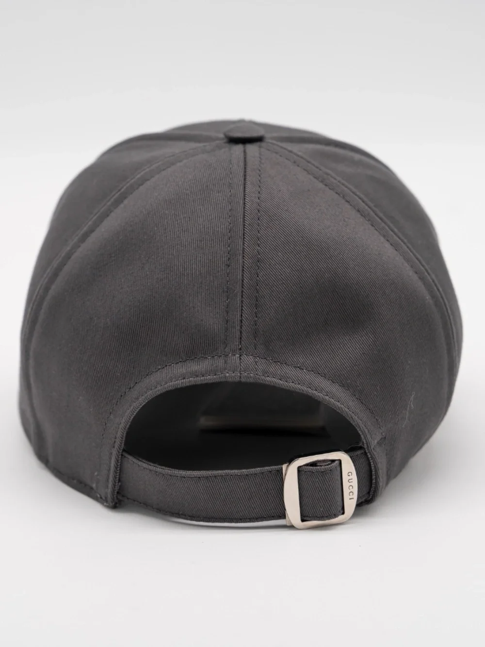Gucci Men's Grey Baseball Cap Black Logo Embroidered Cotton Hat Size M 58cm